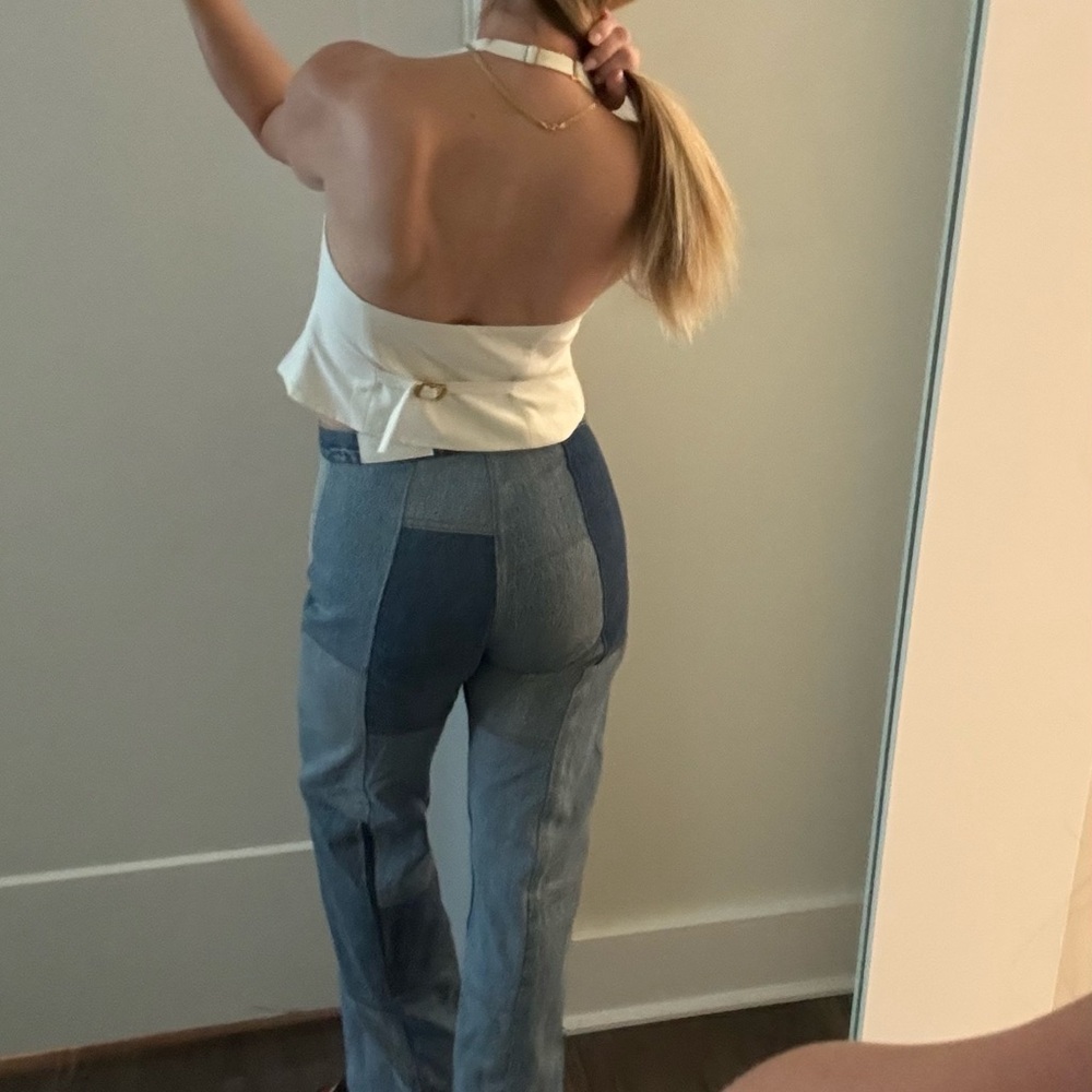 Re/Done High Rise Patchwork Jeans - Blue - Picture 16 of 16
